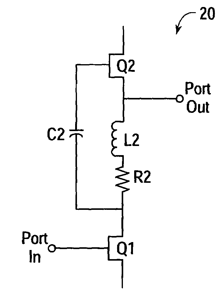 Two-stage amplifier with series L-R coupling network