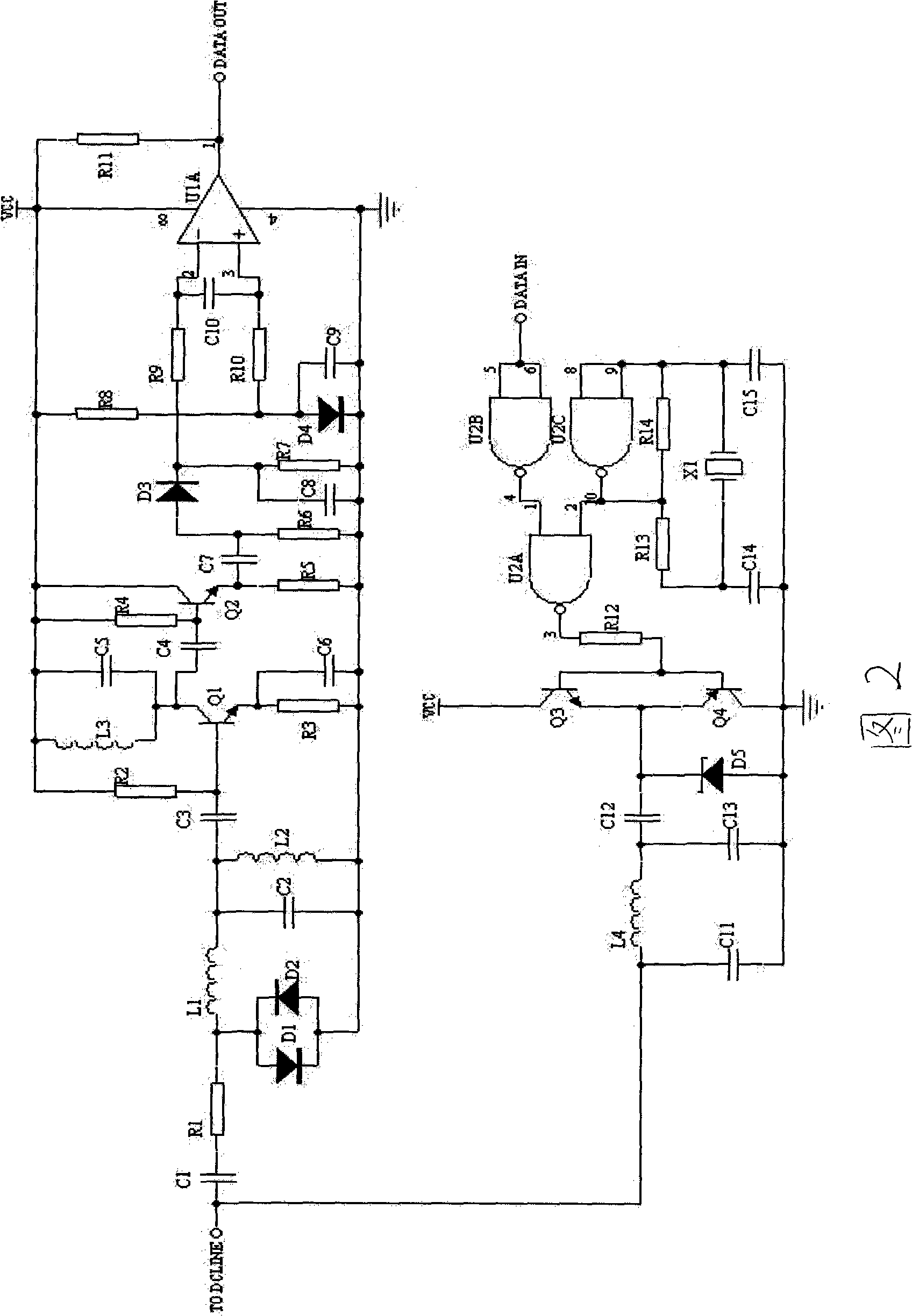 DC line carrier communication device