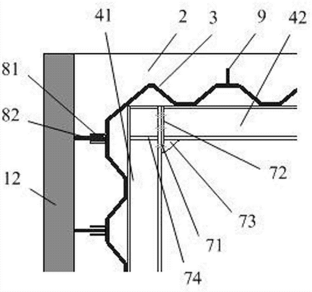 Template-free partial precast steel concrete combined underground comprehensive pipe rack