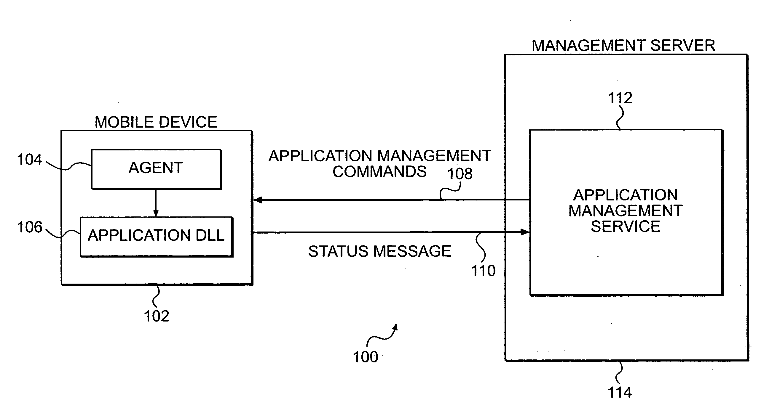 System and method to provide application management on wireless data terminals by means of device management agent and dynamic link libraries