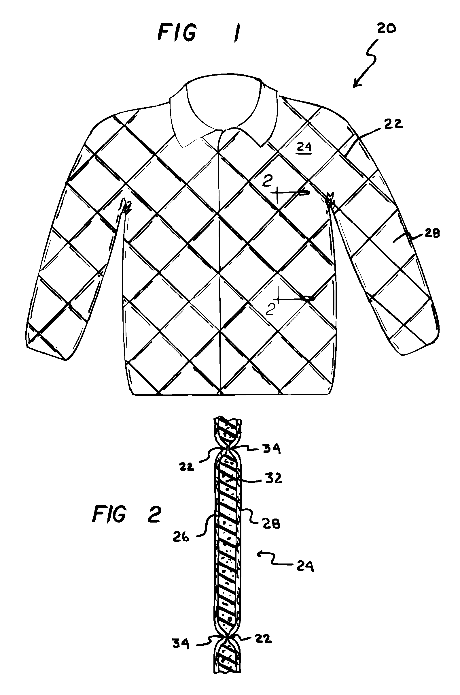 Quilted cold-weather garment with a substantially uncompressed interior foam layer