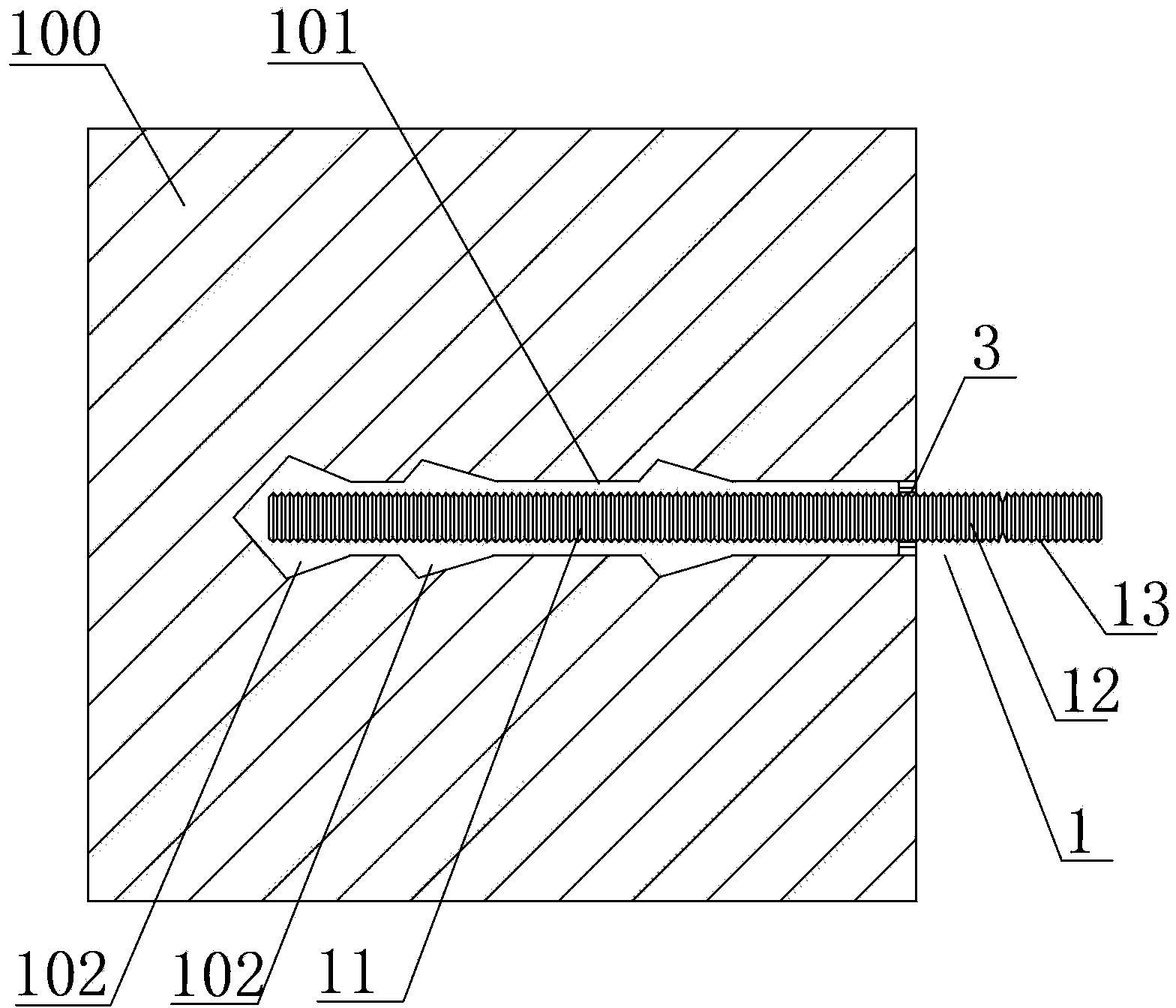 Chemical anchor bolt, connecting structure for fixing building attachment by using chemical anchor bolt and mounting method