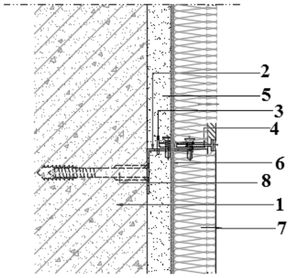 Installation structure and installation method of a wall insulation board