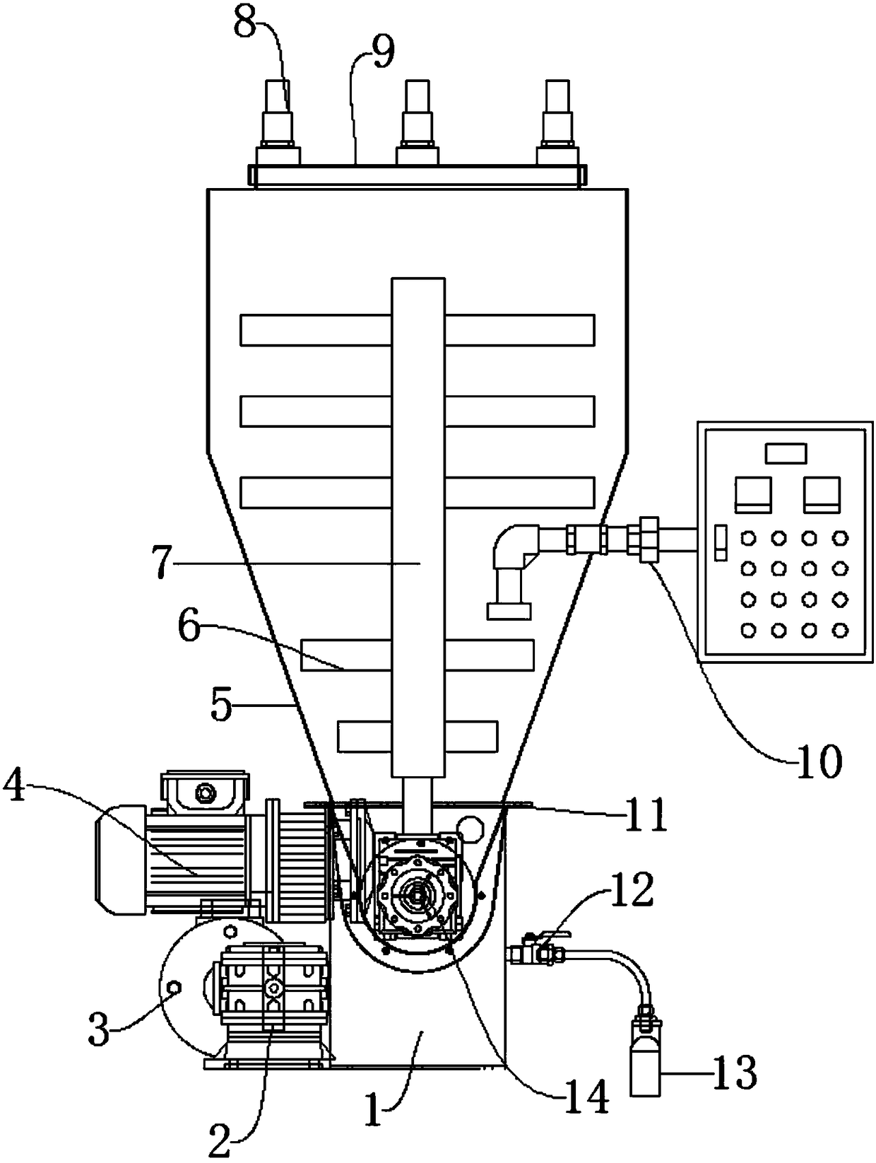 Semi-automatic raw material stirring device for cheese production