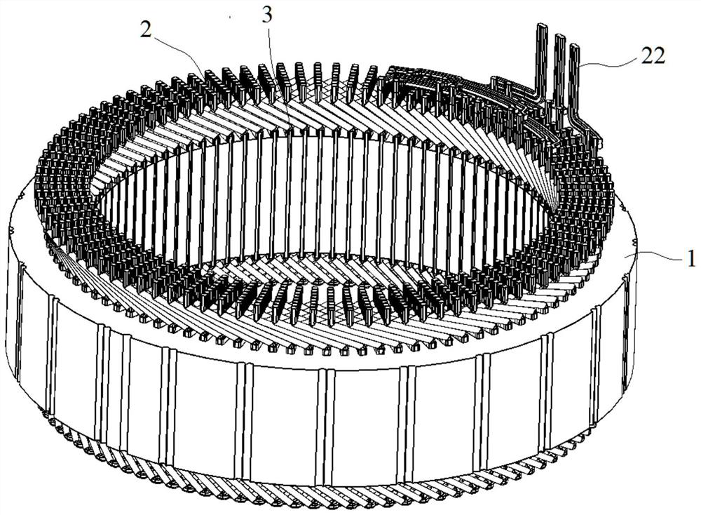 Three-phase flat wire motor armature winding