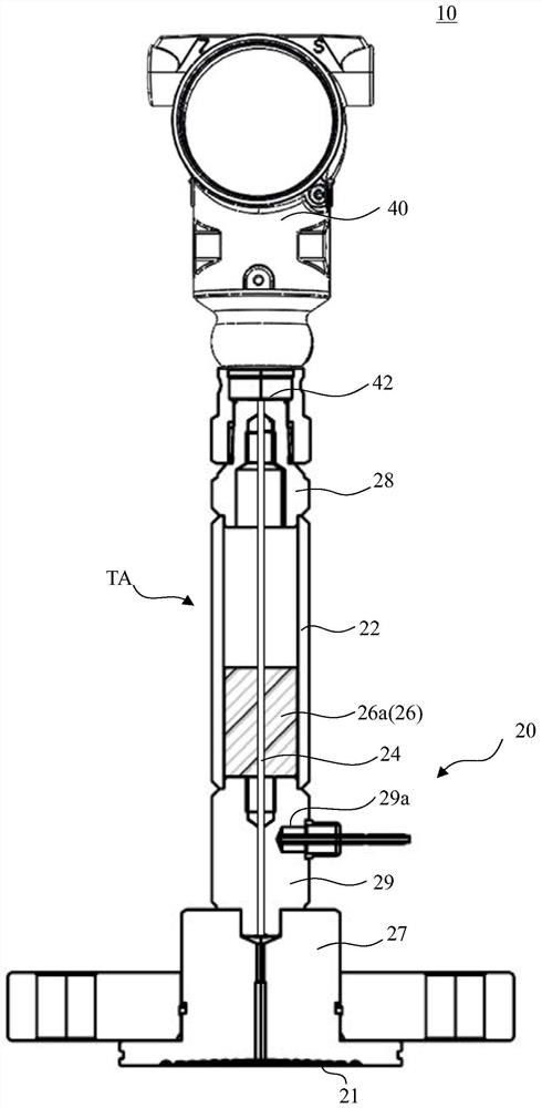 Remote transmission device of pressure transmitter and pressure transmitter comprising remote transmission device