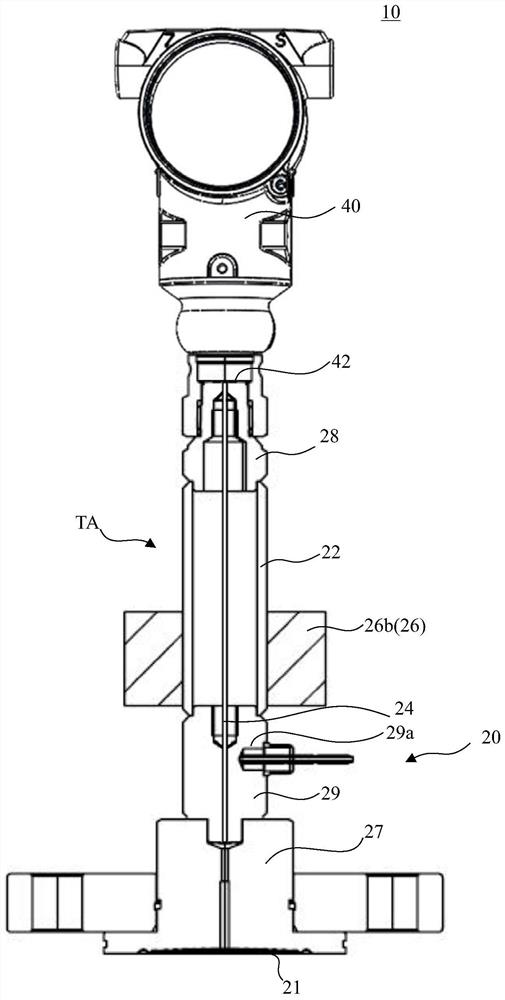 Remote transmission device of pressure transmitter and pressure transmitter comprising remote transmission device