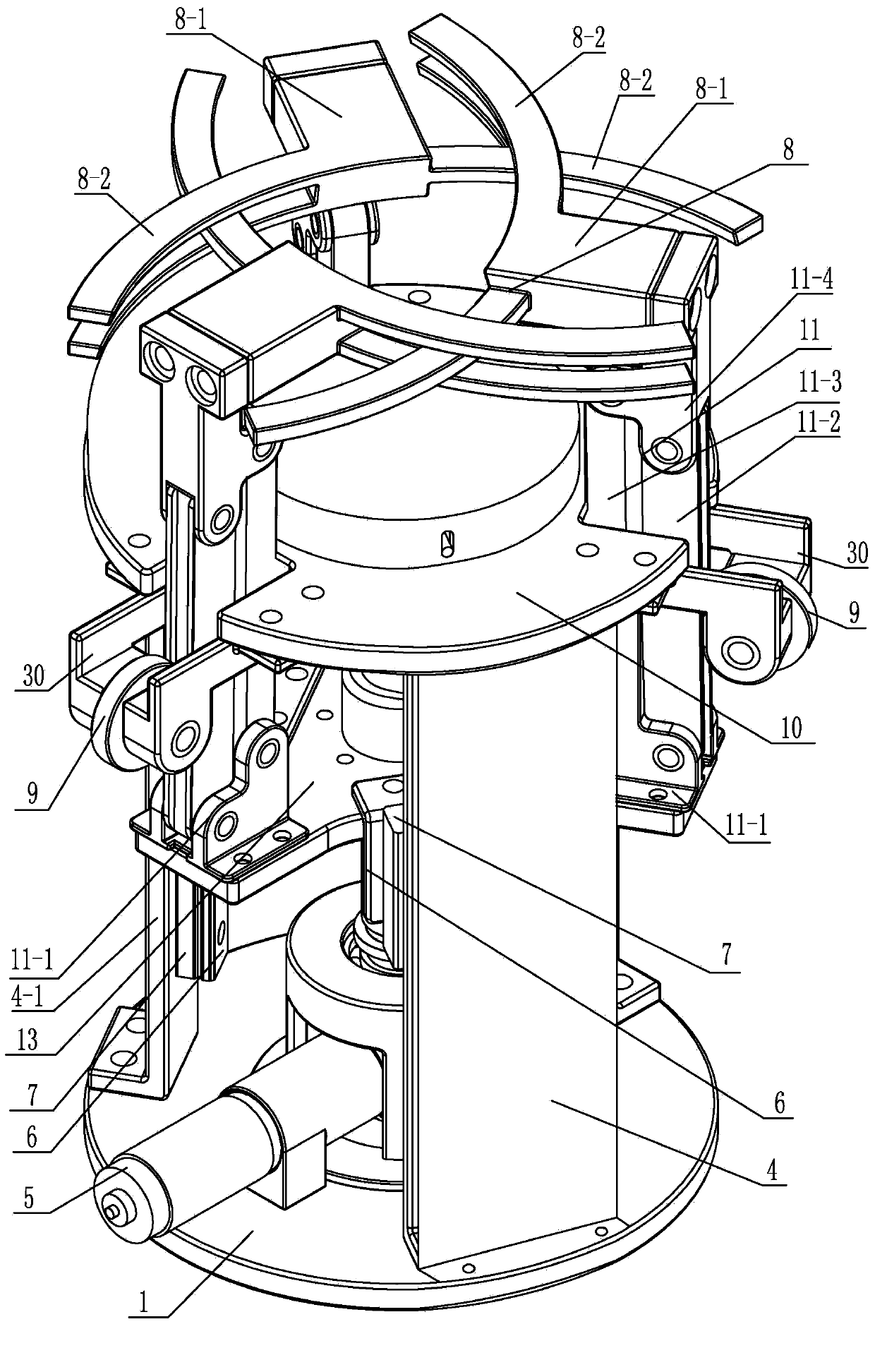 Non-cooperative target docking mechanism of forked frame