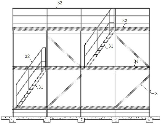 Reinforcing steel bar positioning device and platform integrated structure capable of being quickly assembled and disassembled