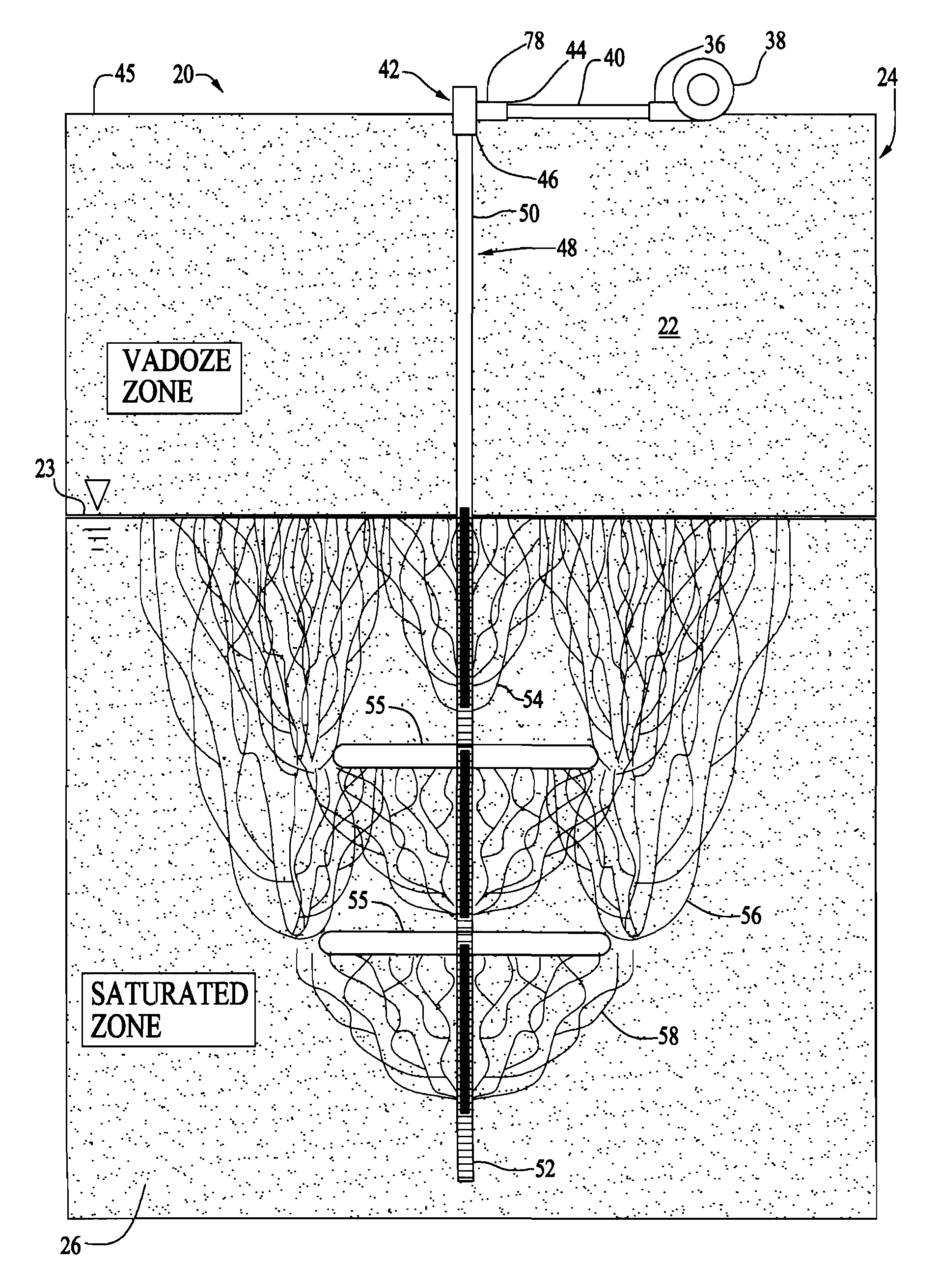 Multiple Point Adjustable Depth Air Sparging Well System