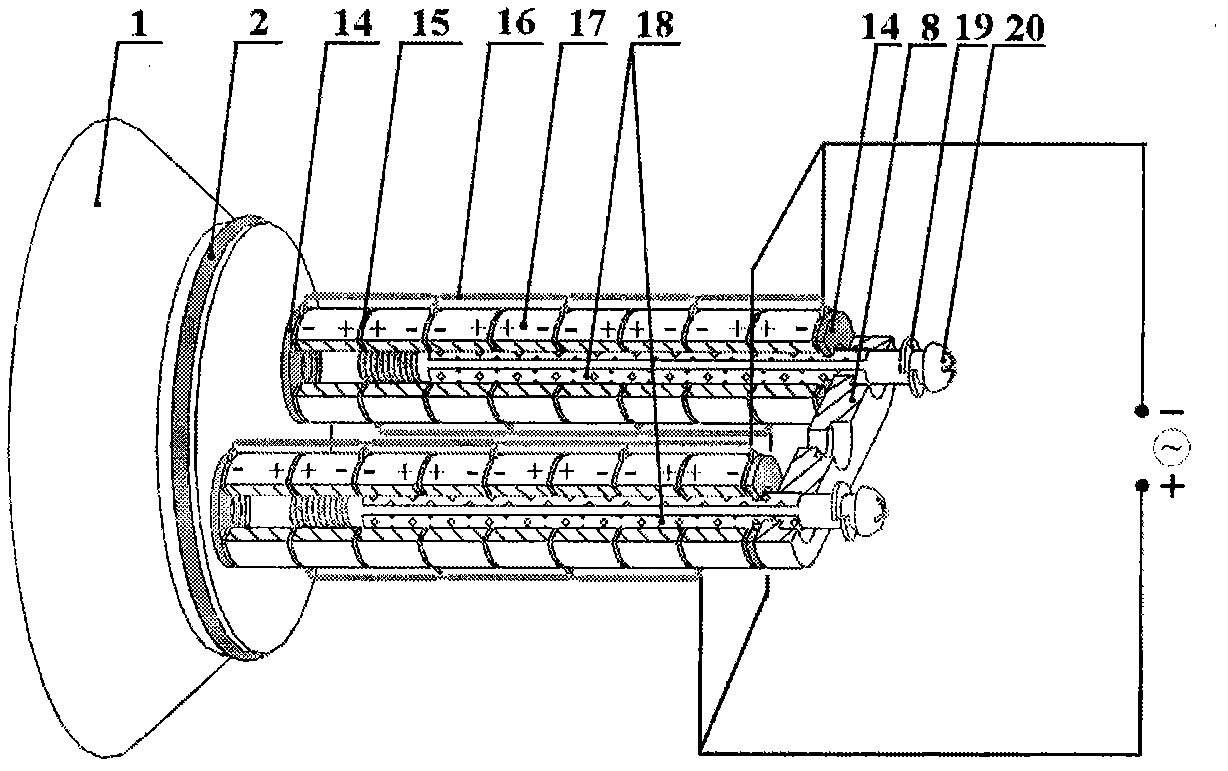 Bent piezoelectric-ceramic low-frequency underwater acoustic transducer