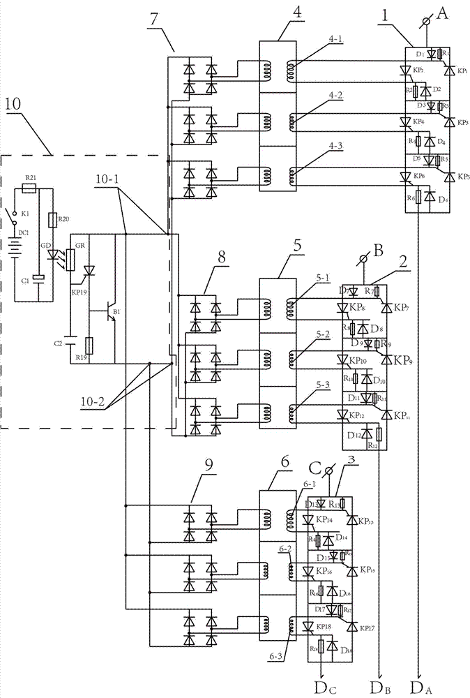 Soft starter for medium and high-voltage thyristors of motor