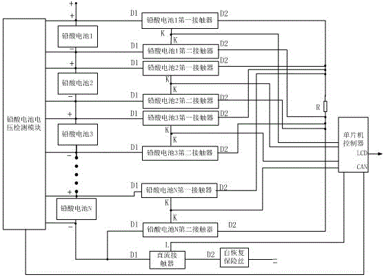 Lead-acid battery large current equalization method based on single-chip microcomputer control