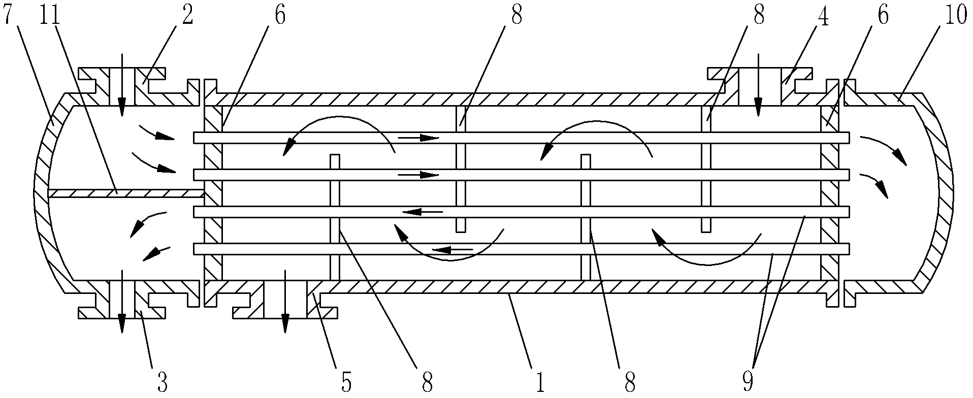 Convex asymmetric corrugated tube heat exchanger