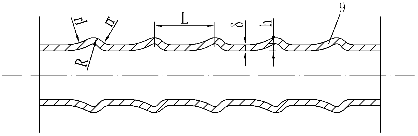 Convex asymmetric corrugated tube heat exchanger