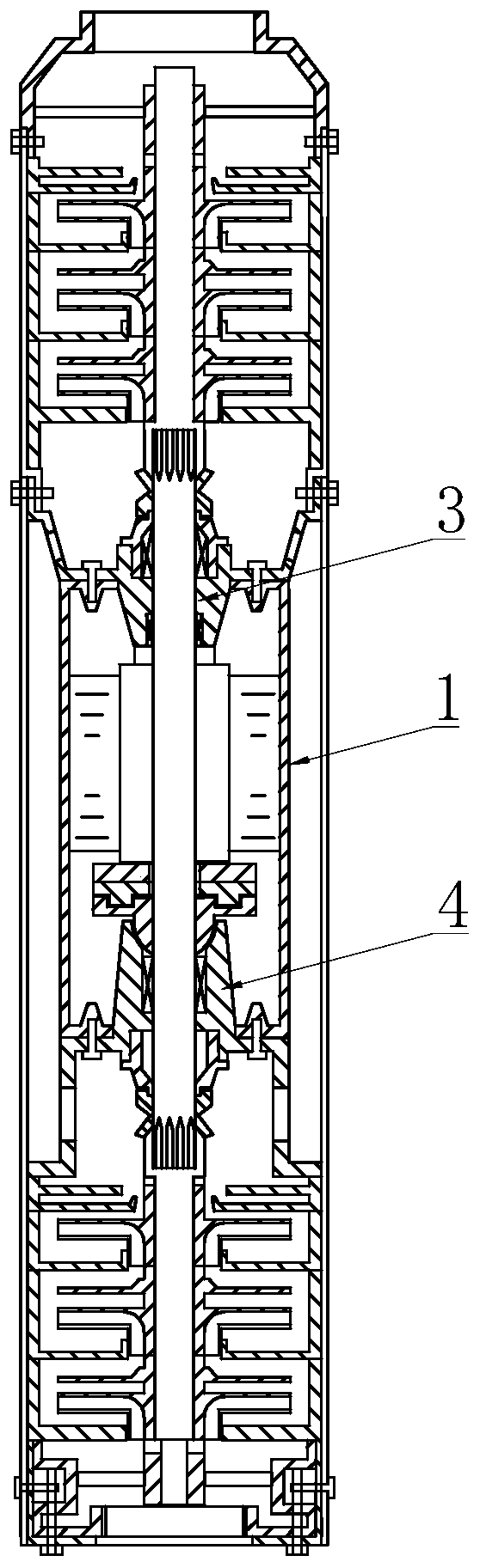 Motor limiting structure for multistage pump