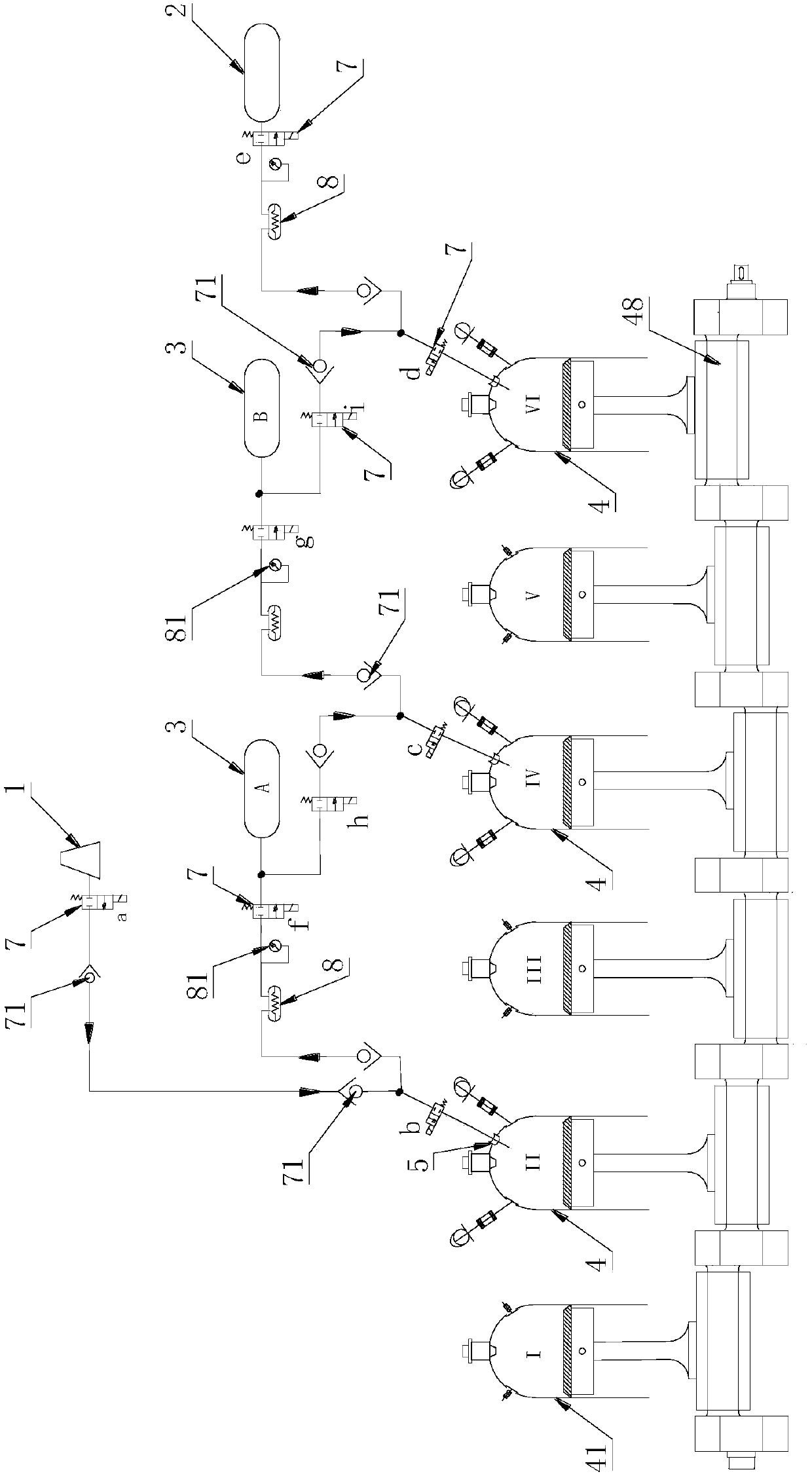 Multi-cylinder self-charging system of CNG engine and self-charging method thereof
