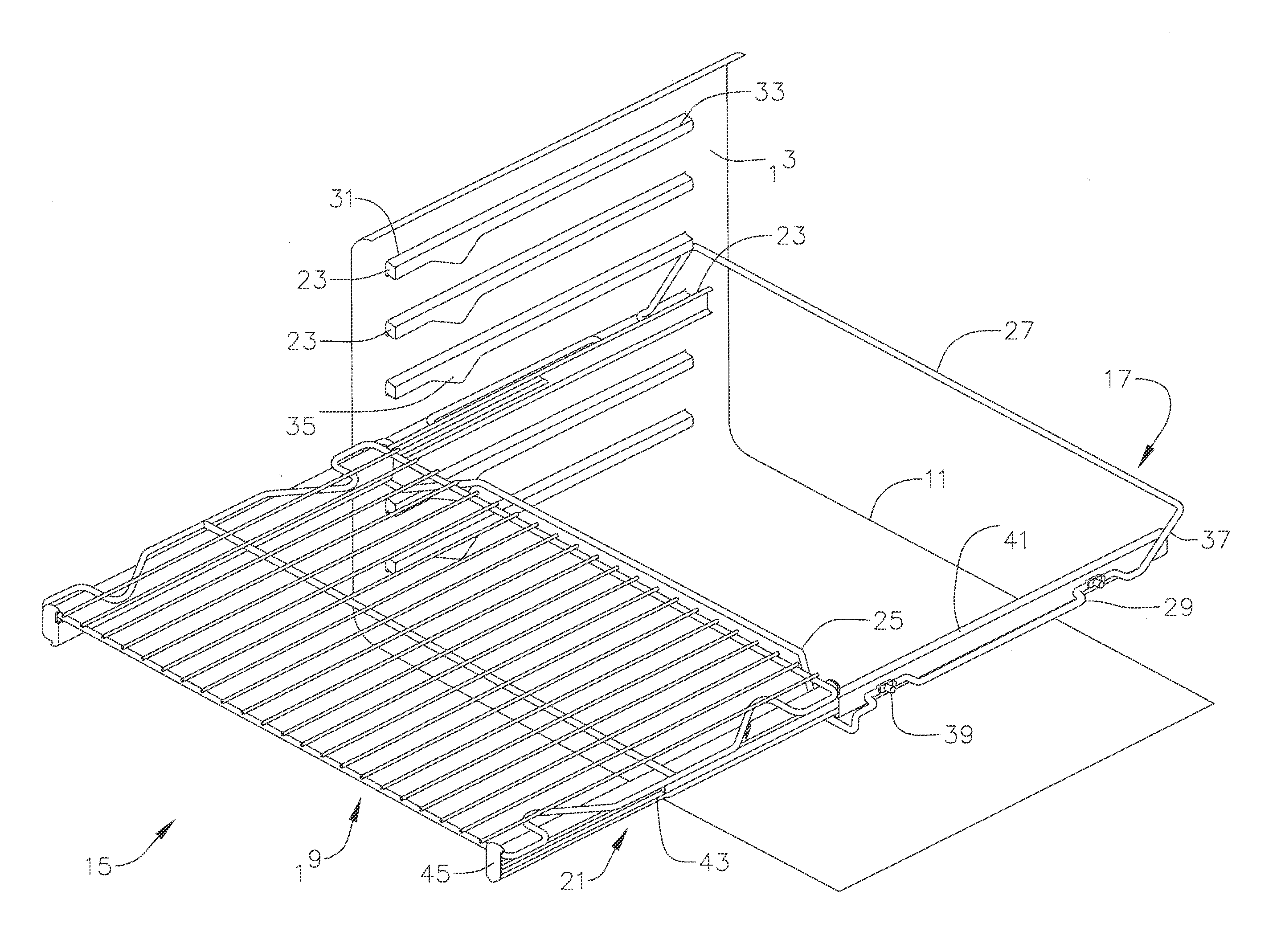 Oven rack with slide assembly