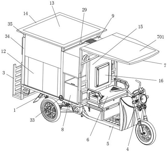 An electric tricycle for compound logistics distribution