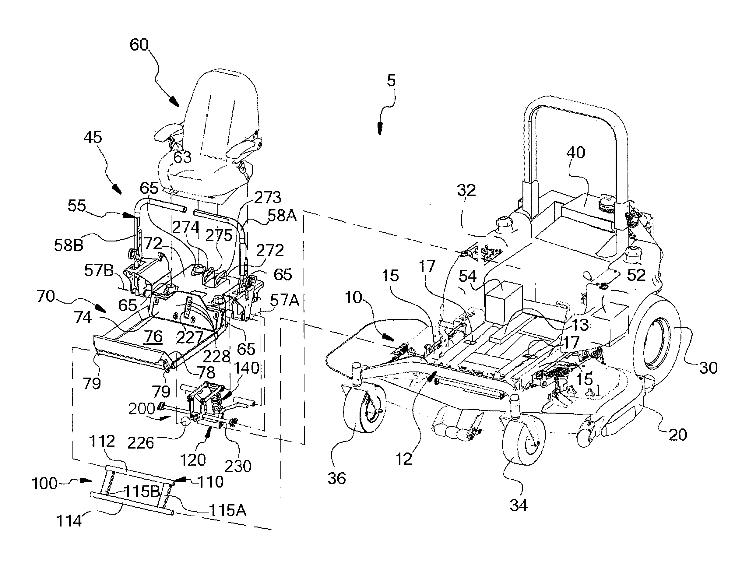 Suspended operator platform