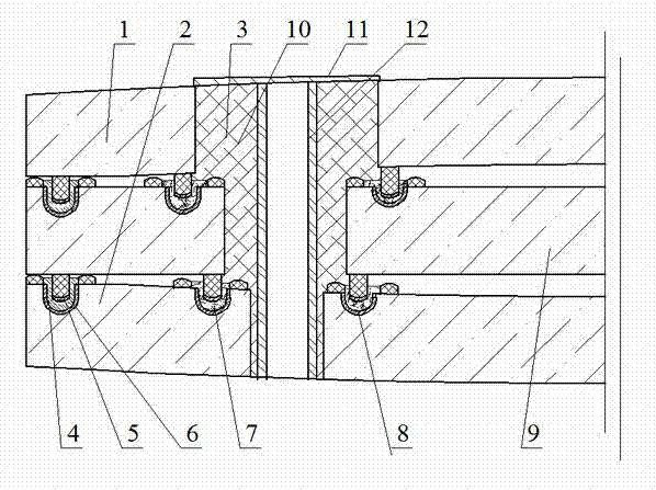 Metal-welded sealed convex double-vacuum-layer glass with installing holes and edges sealed by sealing grooves and strips