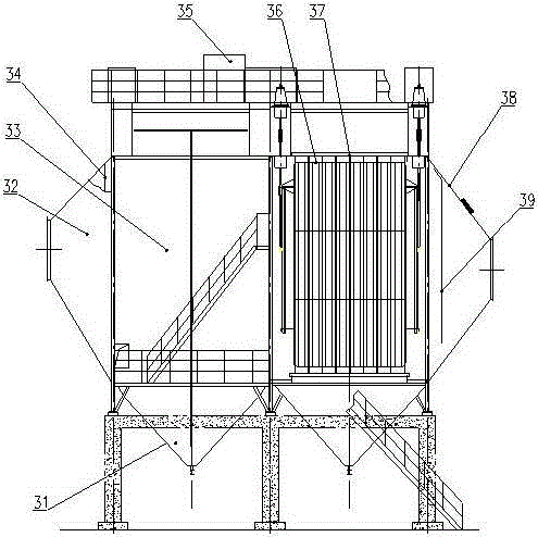 Process and equipment for flue gas roasting, adsorption desulfurization, dust removal and purification by adopting combination process