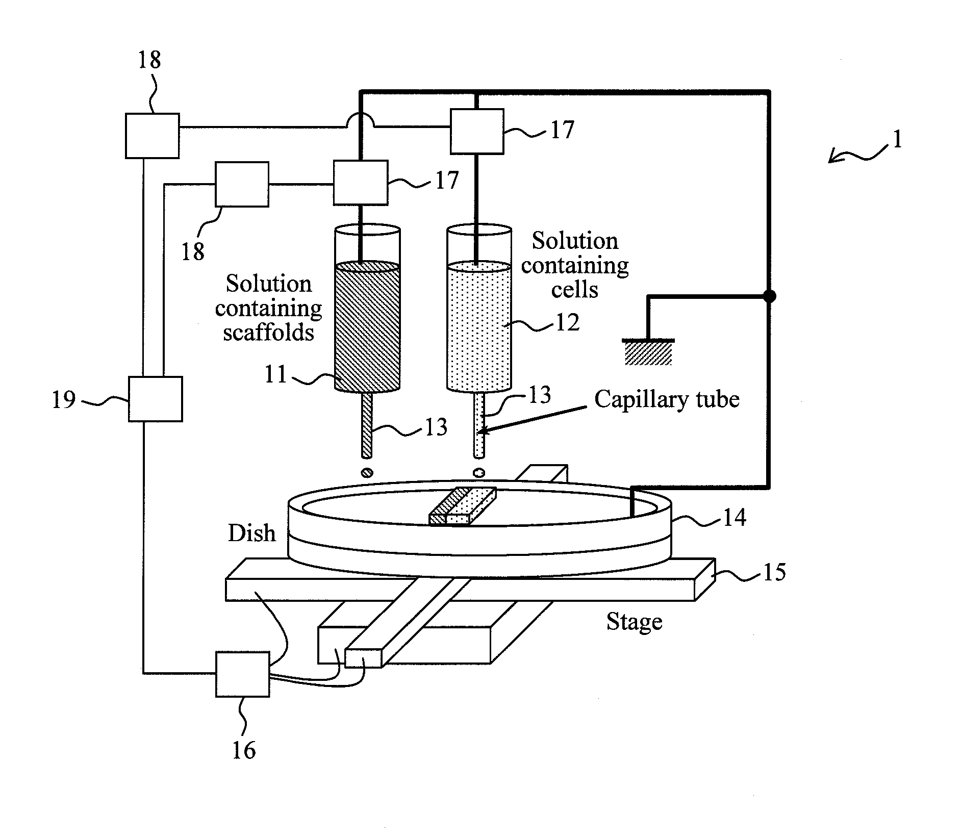 Production of cell tissue having three-dimensional structure using electrostatic ink jet phenomenon