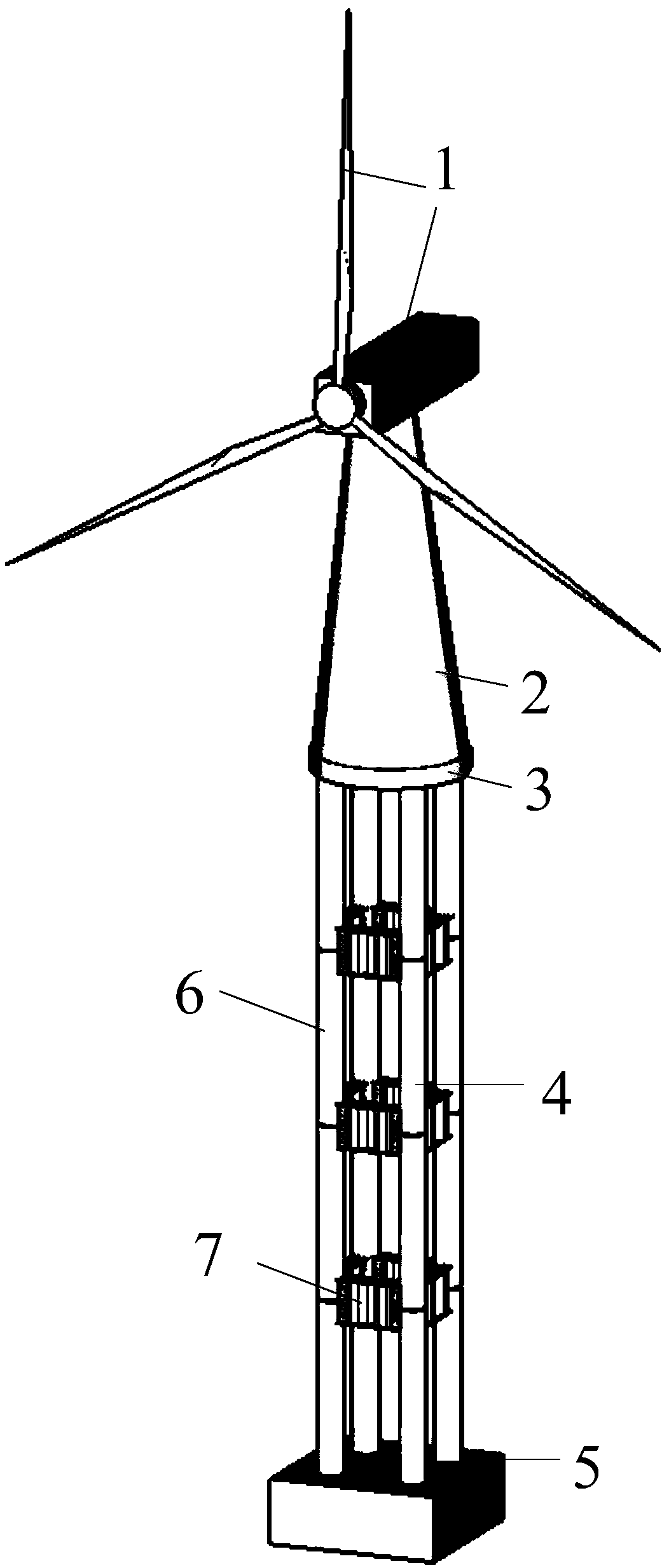 Concrete filled steel tube lattice type wind power tower based on corrugated steel web box girder