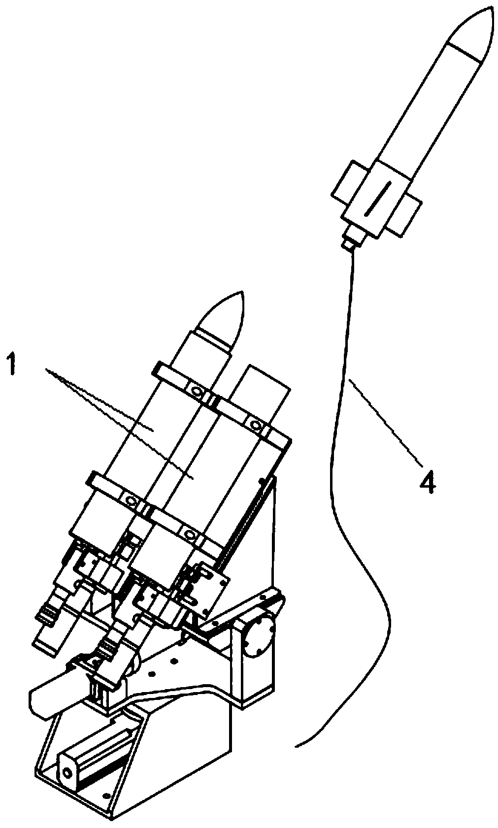 A projecting device for the recovery stage of an unmanned vessel