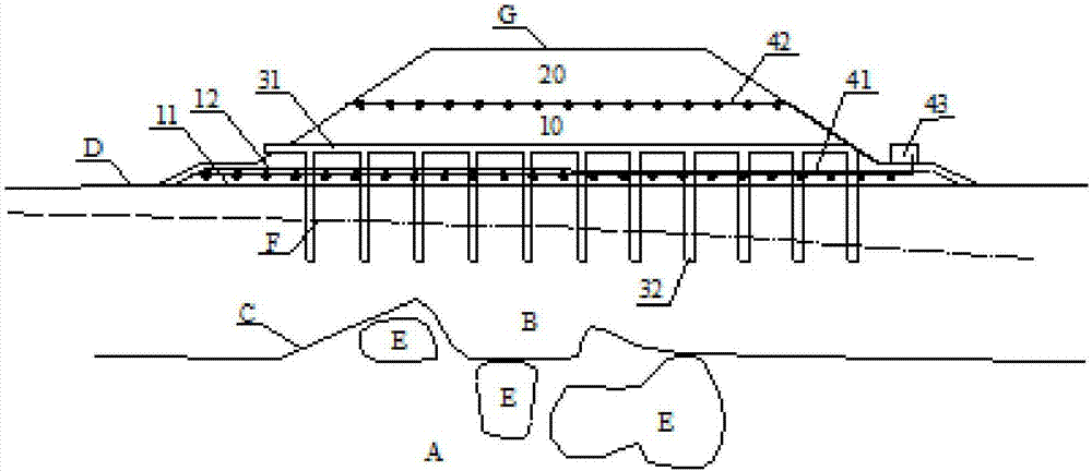 High-speed-railway karst roadbed structure with pre-warning function and repairing method thereof