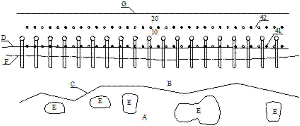 High-speed-railway karst roadbed structure with pre-warning function and repairing method thereof