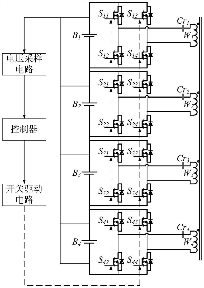 Lithium ion battery equalization circuit based on symmetrical CLLC direct-current converter