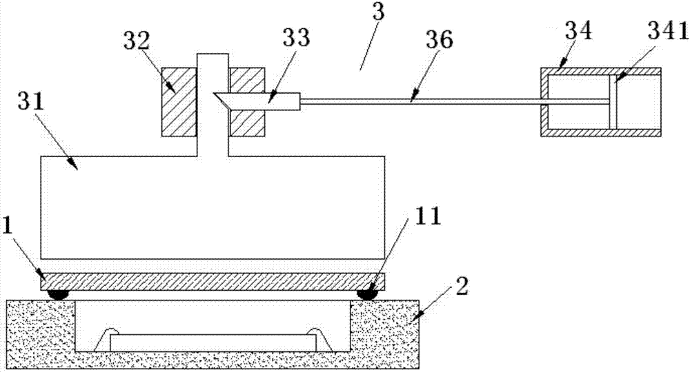 Pressing block trigger device and epoxy resin vacuum low pressure packaging process method