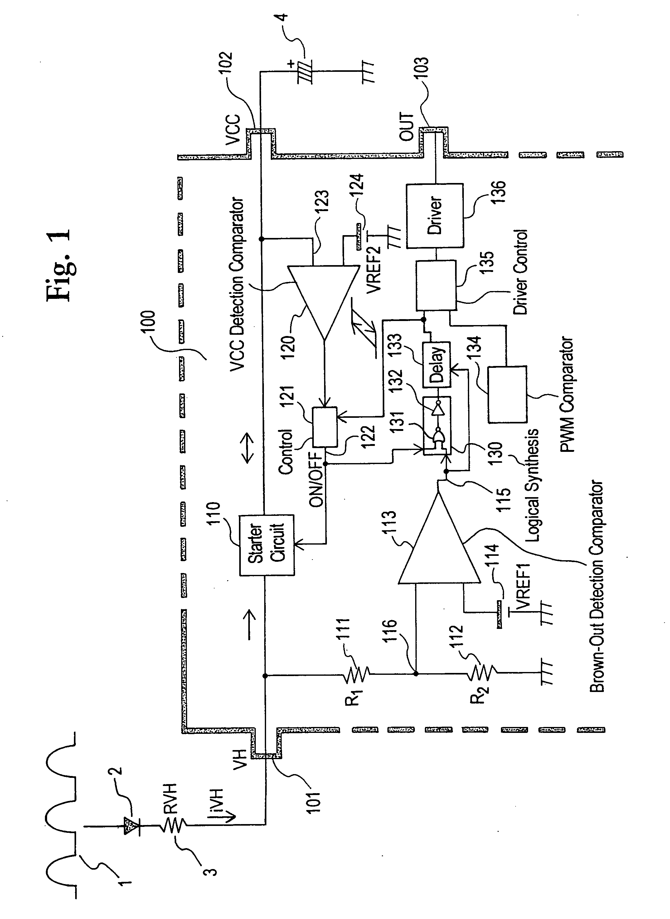 Semiconductor device for controlling switching power supply