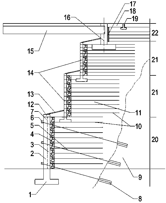 Pre-stressed anchor cable combined ultrahigh composite reinforced soil abutment and construction method thereof