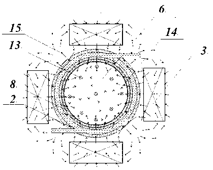 Low-energy-consumption electromagnetic stirring method for continuous casting and metal continuous casting device