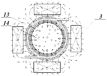 Low-energy-consumption electromagnetic stirring method for continuous casting and metal continuous casting device