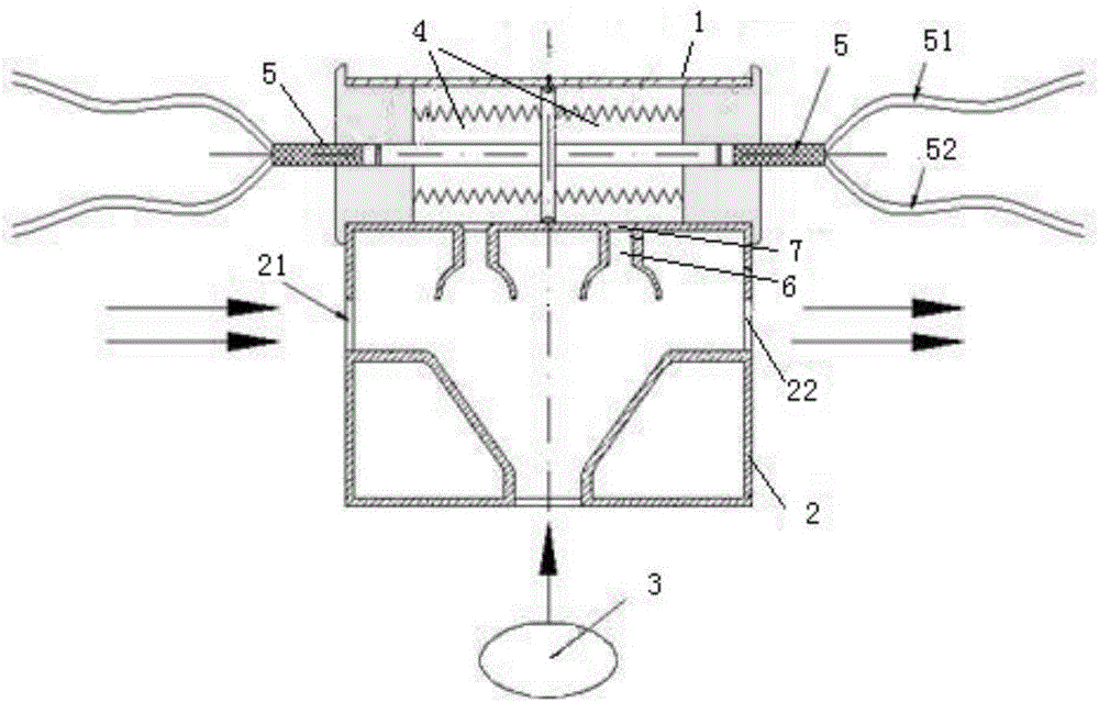 Momentum type flow sensor probe structure and detection method thereof