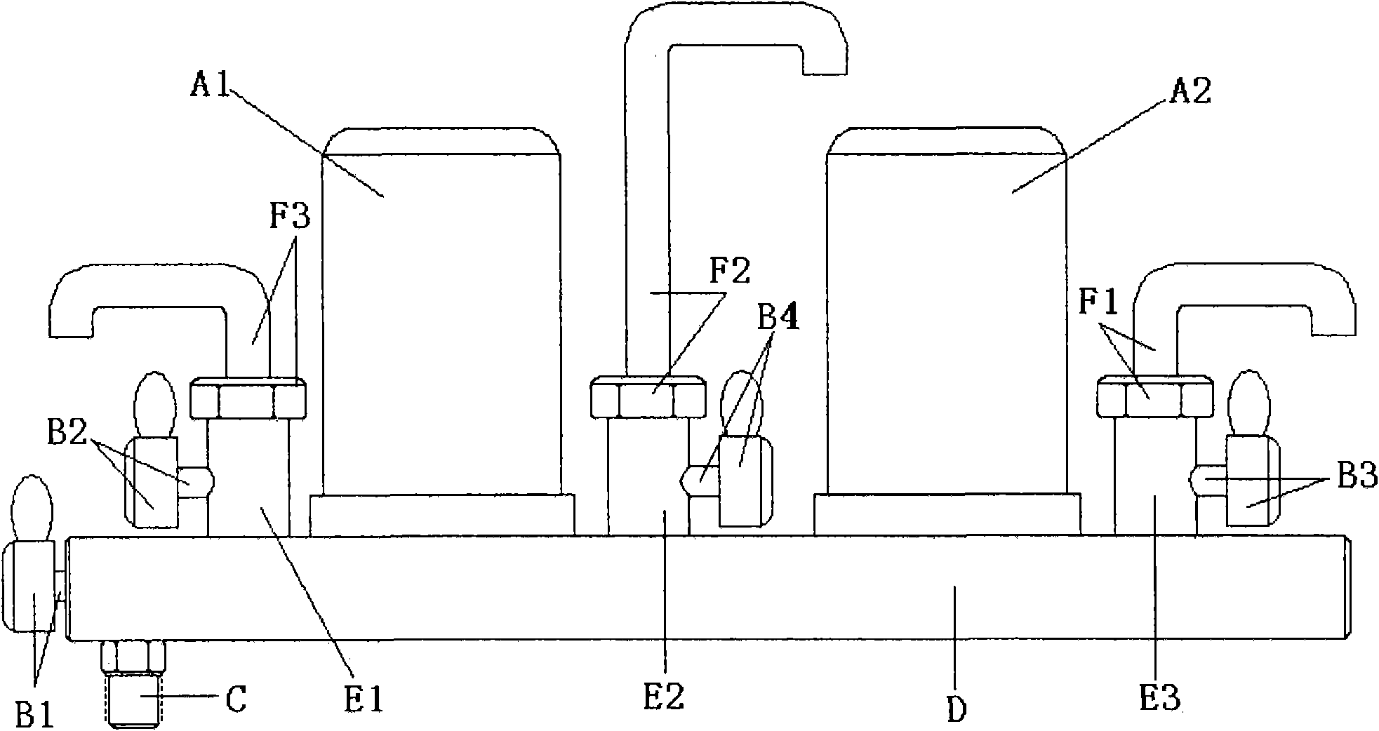 Three-tube siamesed tap with water filters