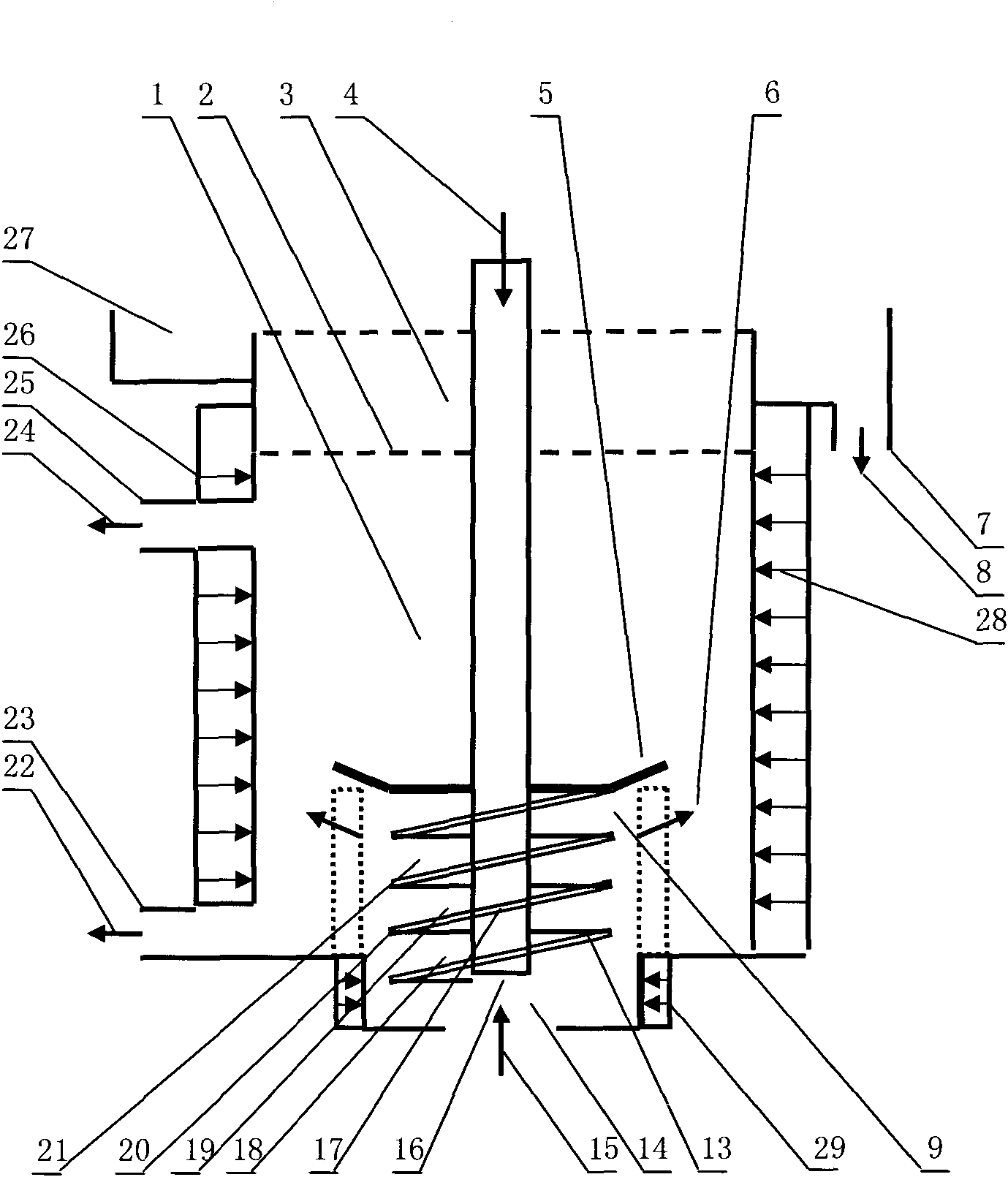 Method and device for flotation by adopting spiral rotor and application