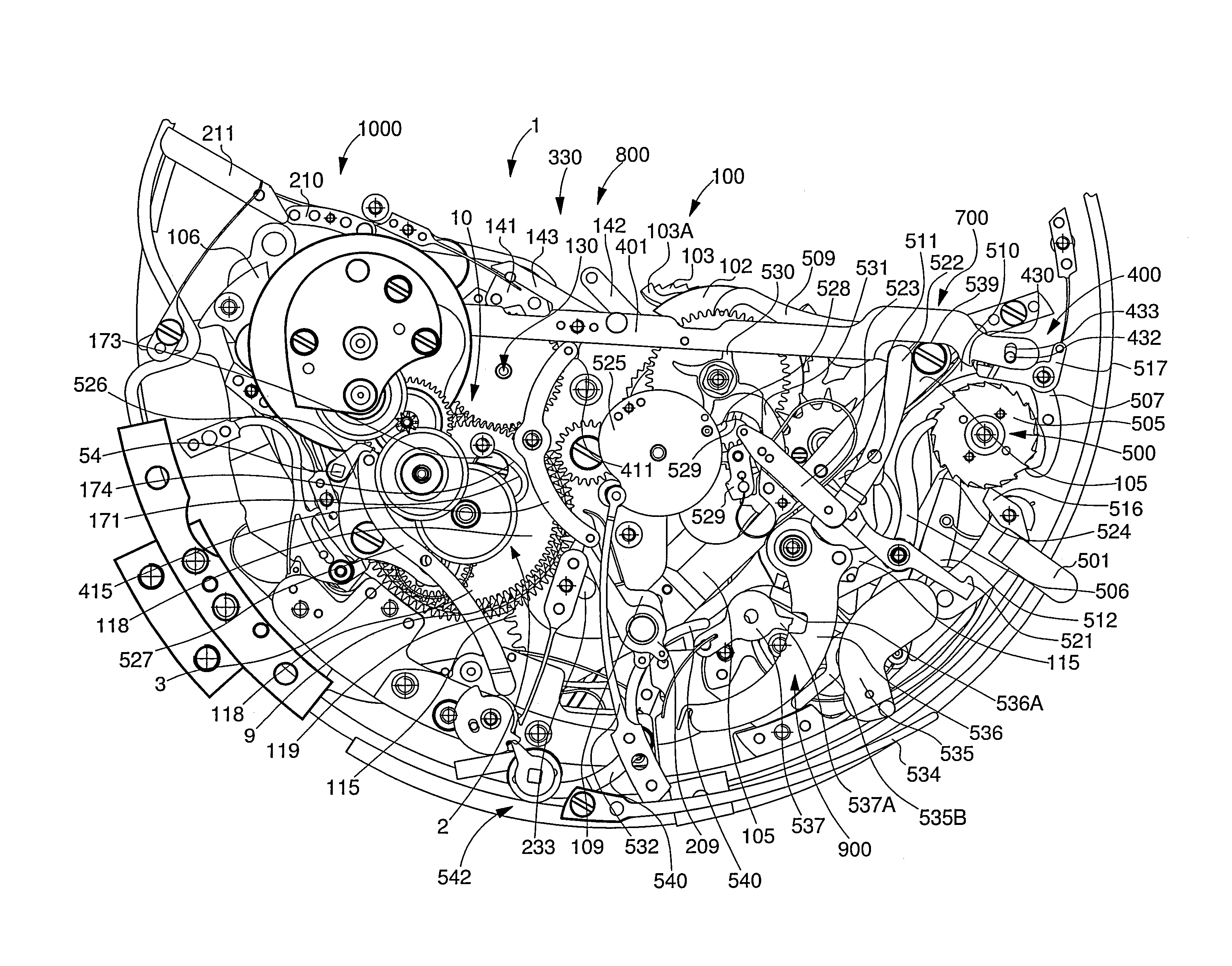 Mechanism for isolating timepiece mechanisms which release various acoustic signals