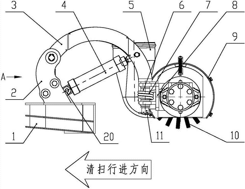 Horizontal suction sweeping support device for curbstones