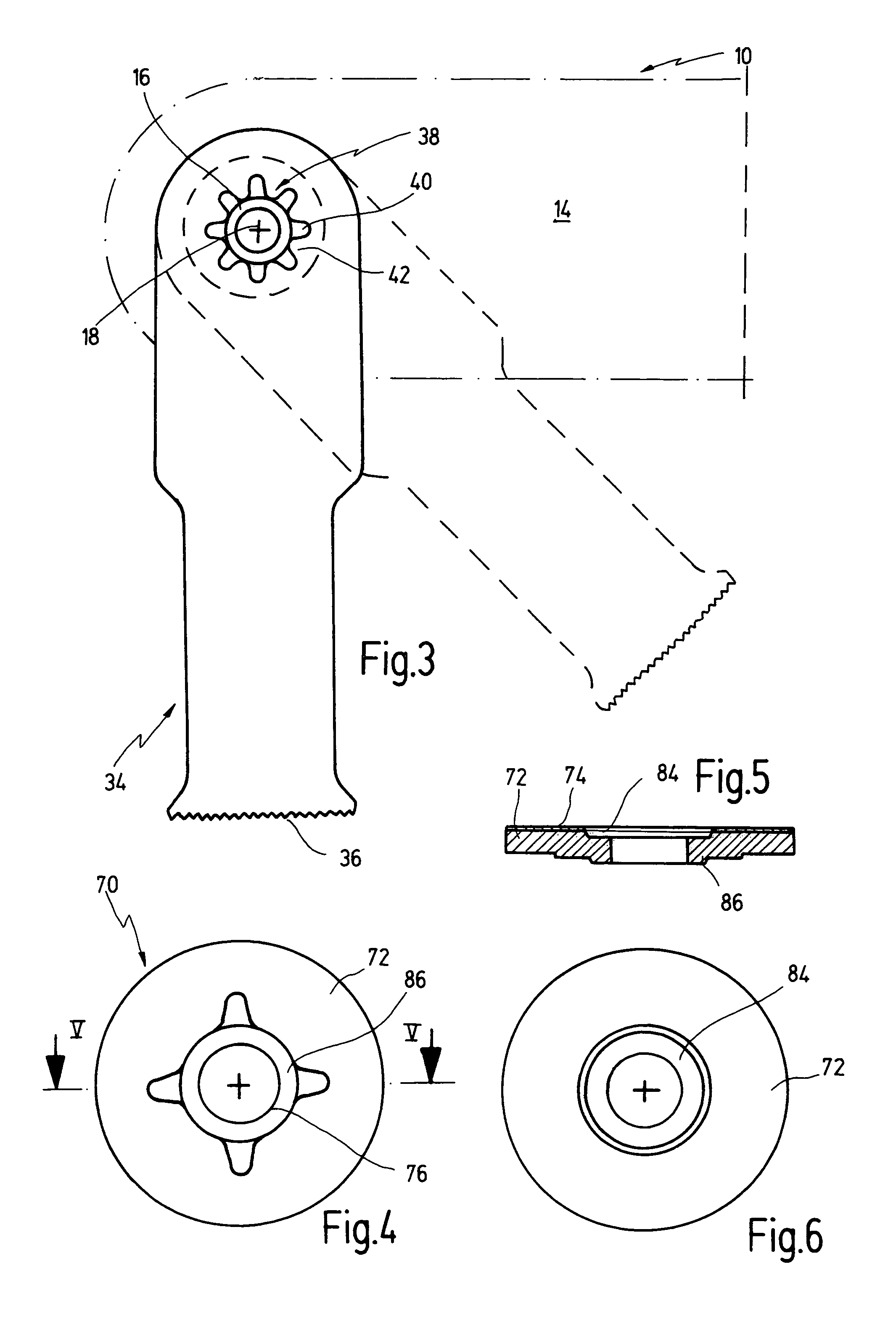 Power tool having a receptacle for securing a tool