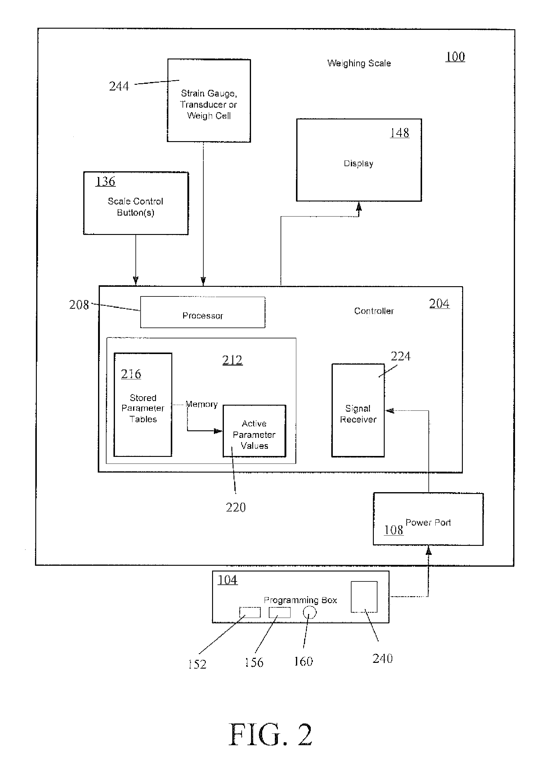 System and method for programming a weighing scale using a key signal to enter a programming mode