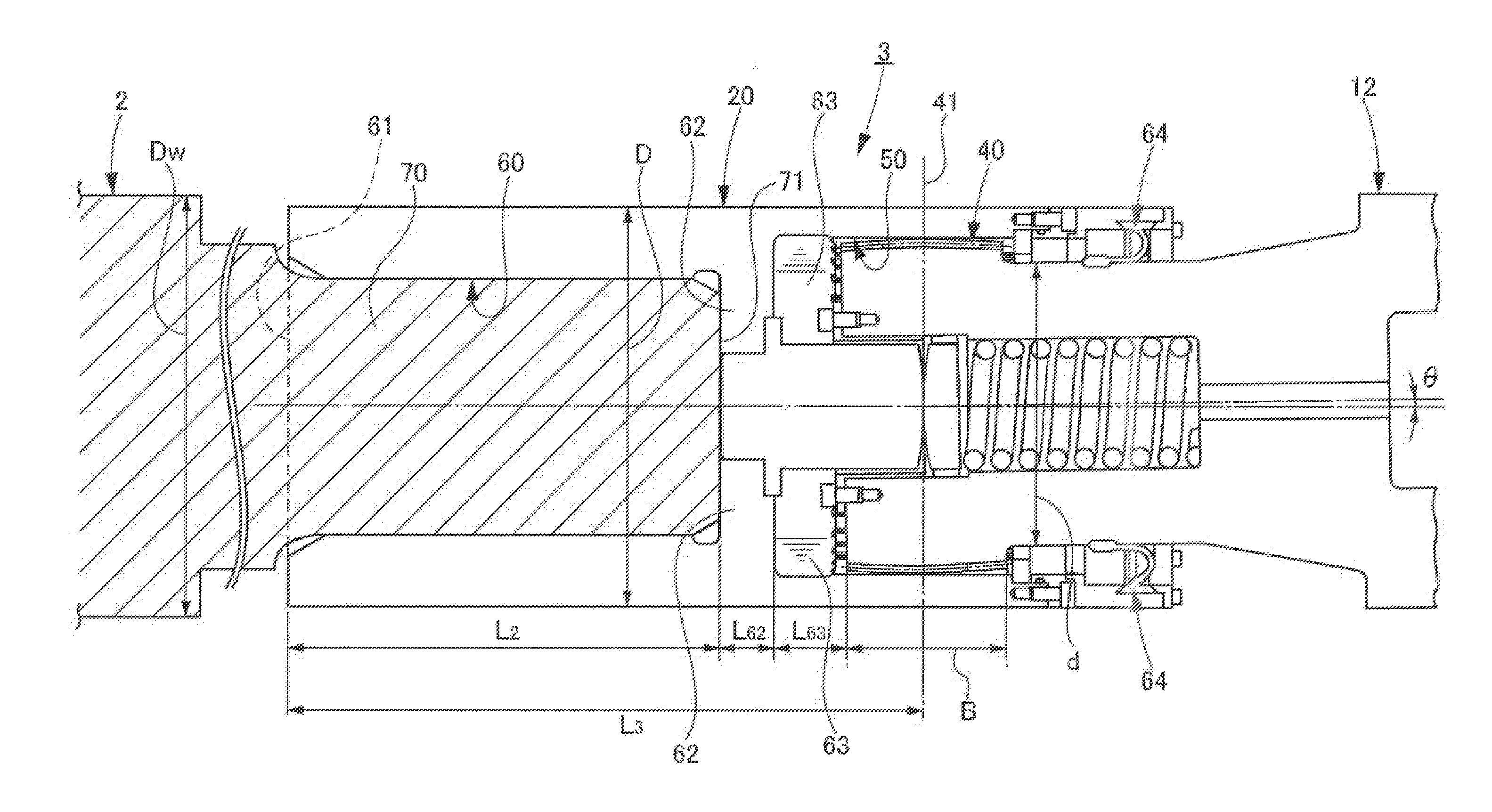 Gear spindle and rolling mill provided with same