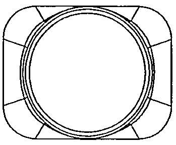 Firearms cartridge with rectangular, rounded oblong, or elliptical casing