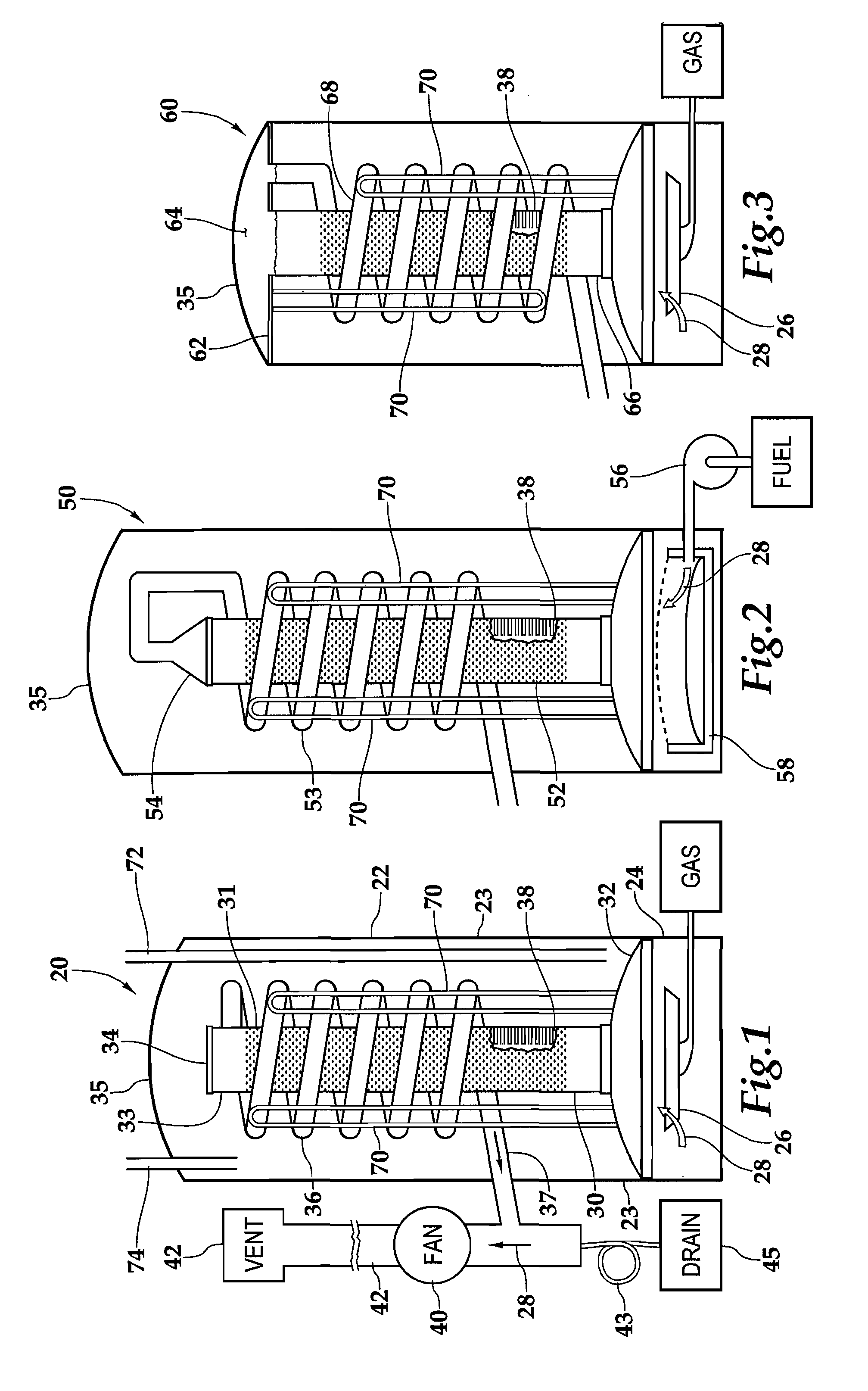 Water heater with condensing flue