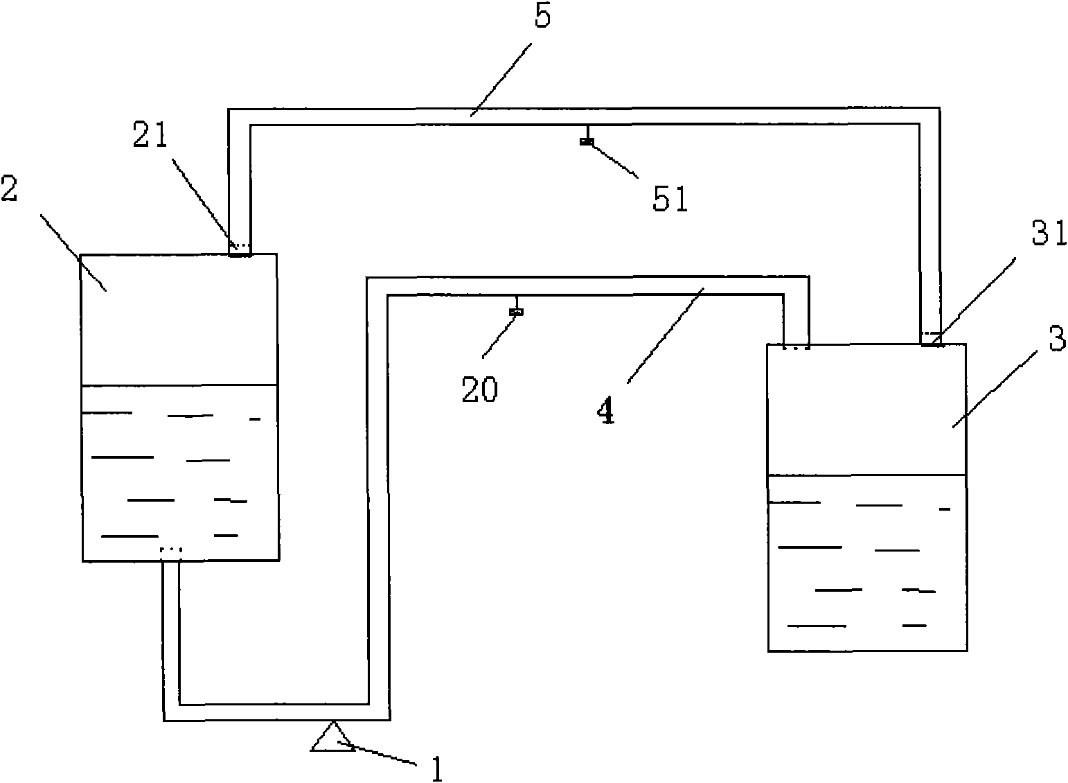 Liquid conveyer used between storage tanks