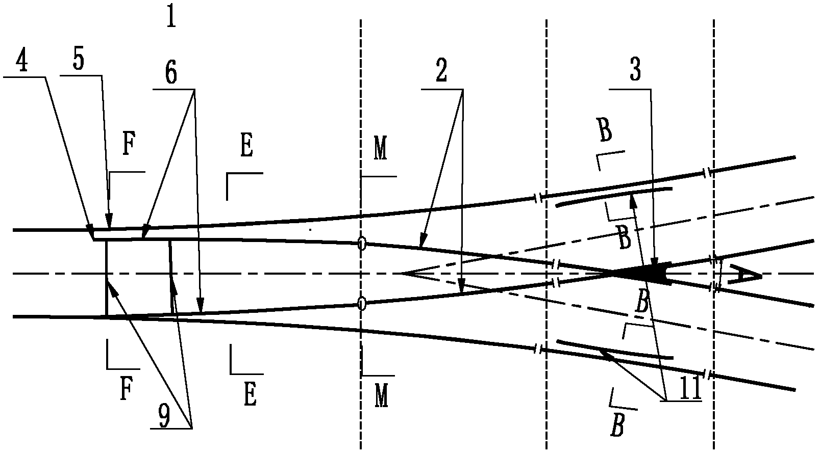 Line rail symmetric turnout No 4.5 in urban rail transit engineering