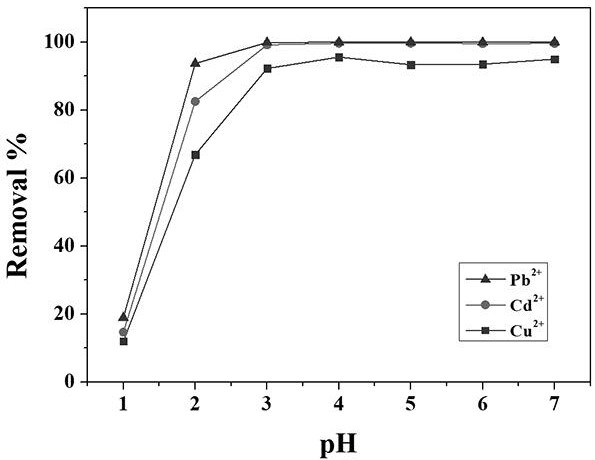 Adsorbent for ultra-rapidly removing heavy metal ions in acidic wastewater